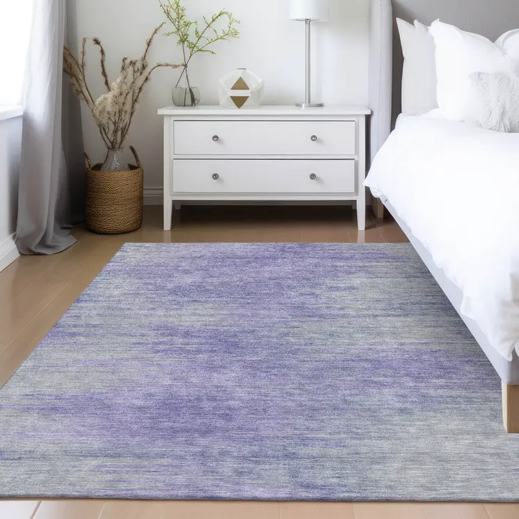 9' X 12' Plum And Purple Abstract Washable Indoor Outdoor Area Rug
