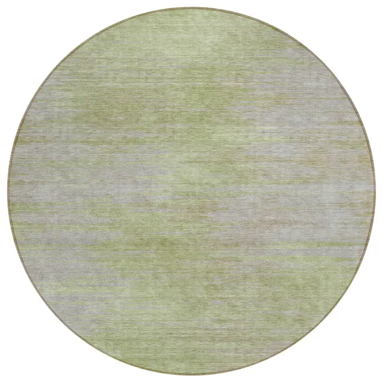 8' Sage And Artichoke Green Round Abstract Washable Indoor Outdoor Area Rug