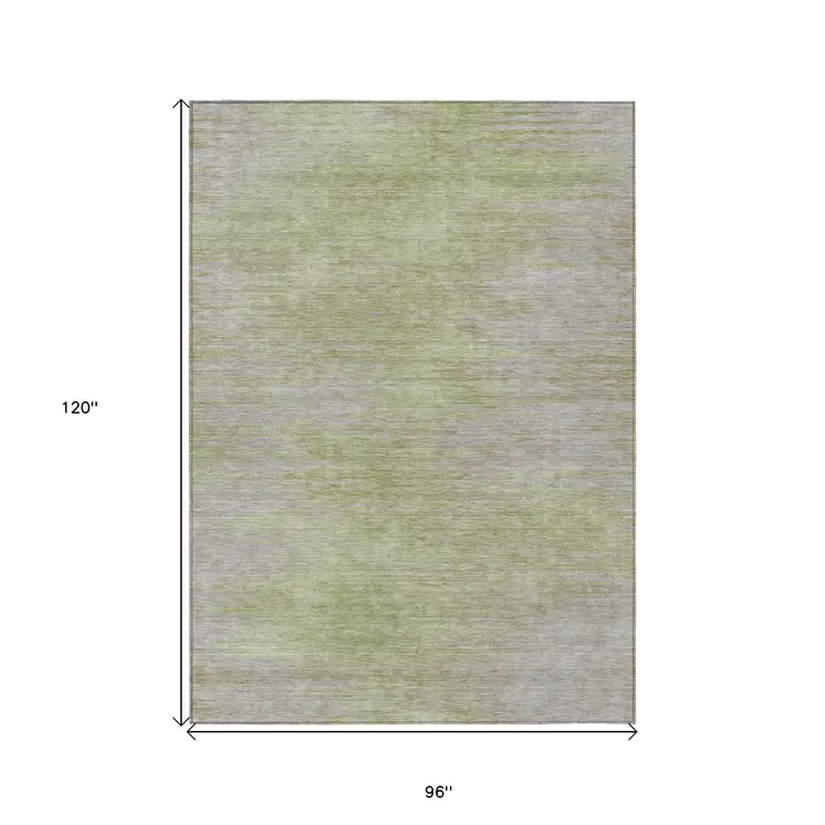 8' X 10' Sage And Artichoke Green Abstract Washable Indoor Outdoor Area Rug