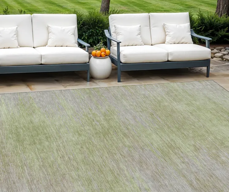 8' X 10' Sage And Artichoke Green Abstract Washable Indoor Outdoor Area Rug