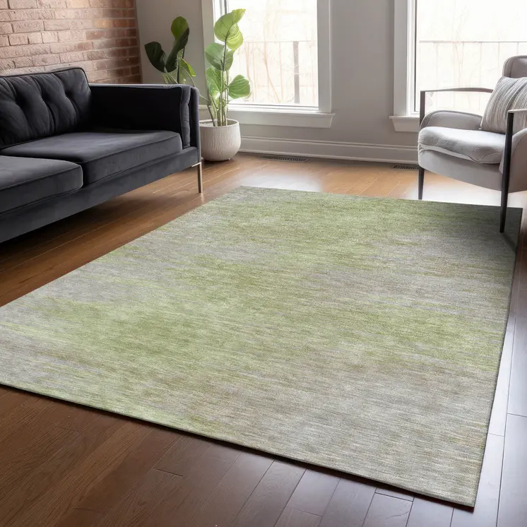 8' X 10' Sage And Artichoke Green Abstract Washable Indoor Outdoor Area Rug