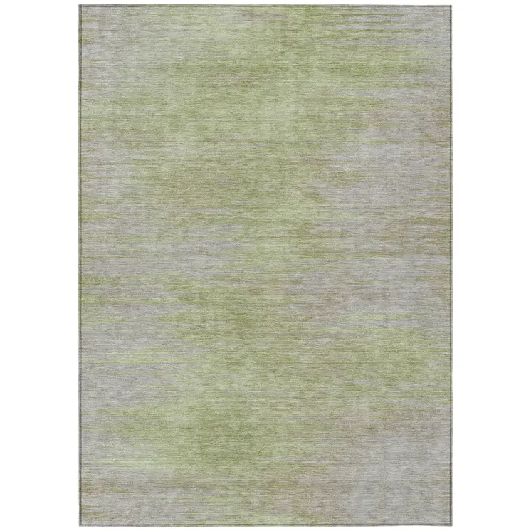 9' X 12' Sage And Artichoke Green Abstract Washable Indoor Outdoor Area Rug