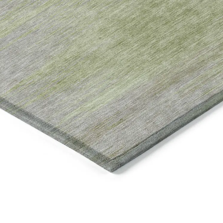 9' X 12' Sage And Artichoke Green Abstract Washable Indoor Outdoor Area Rug