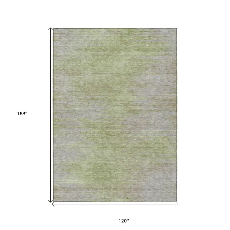 10' X 14' Sage And Artichoke Green Abstract Washable Indoor Outdoor Area Rug