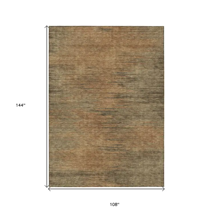 9' X 12' Terra Cotta Brown And Copper Abstract Washable Indoor Outdoor Area Rug