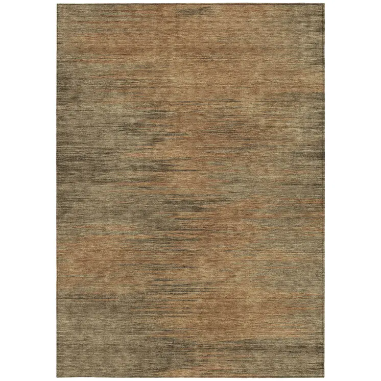10' X 14' Terra Cotta Brown And Copper Abstract Washable Indoor Outdoor Area Rug