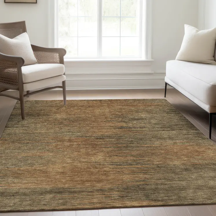 10' X 14' Terra Cotta Brown And Copper Abstract Washable Indoor Outdoor Area Rug