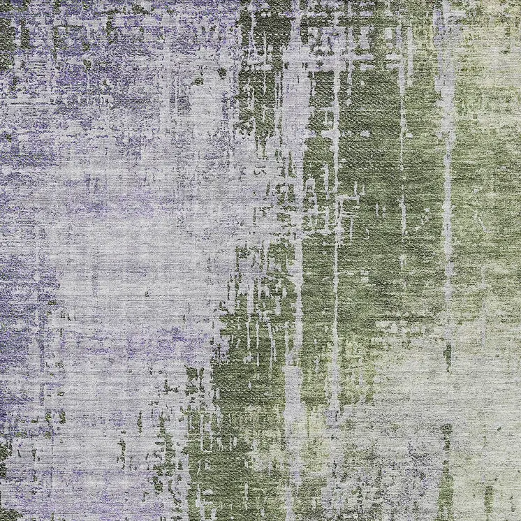8' X 10' Olive Green And Purple Abstract Washable Indoor Outdoor Area Rug