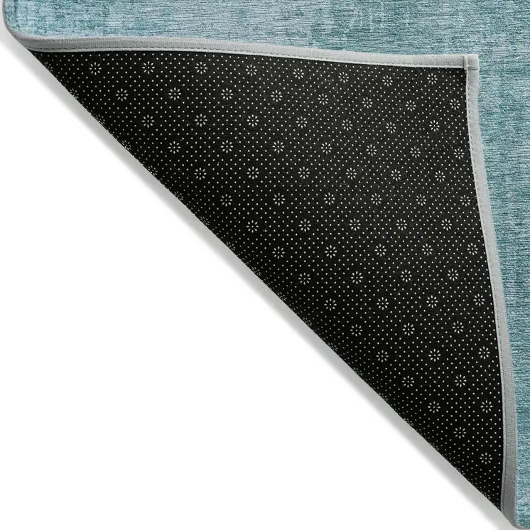 9' X 12' Aqua Teal Blue And Gray Abstract Washable Indoor Outdoor Area Rug