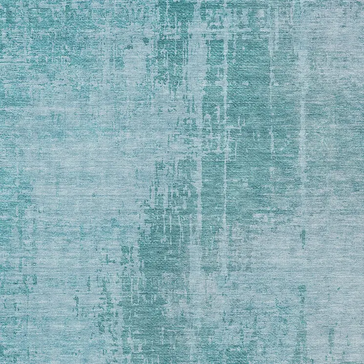 10' X 14' Aqua Teal Blue And Gray Abstract Washable Indoor Outdoor Area Rug