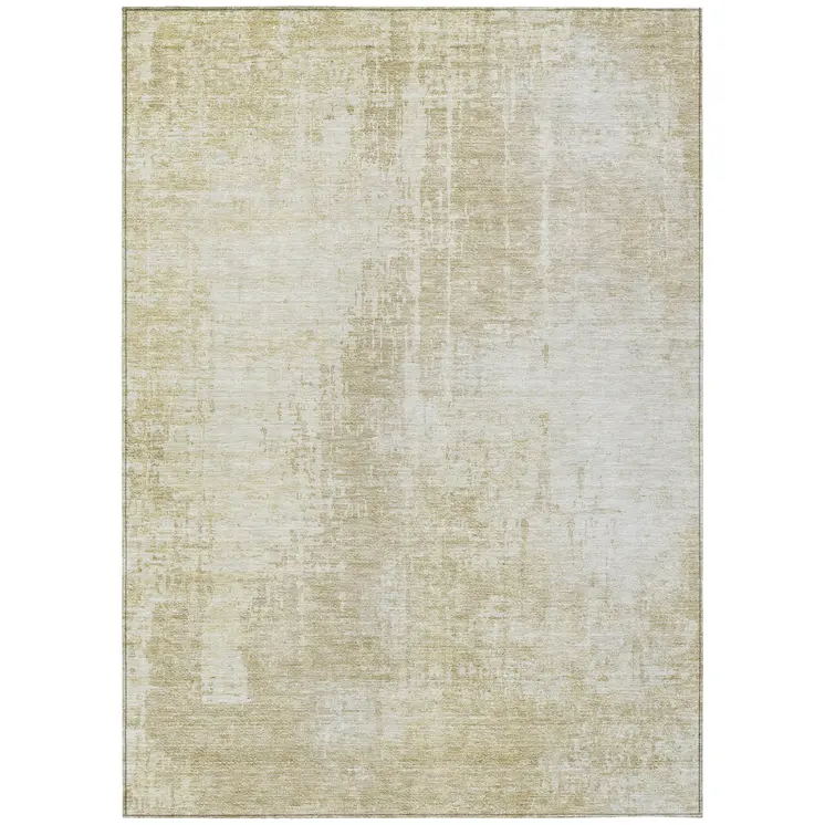 9' X 12' Beige And Taupe Abstract Washable Indoor Outdoor Area Rug