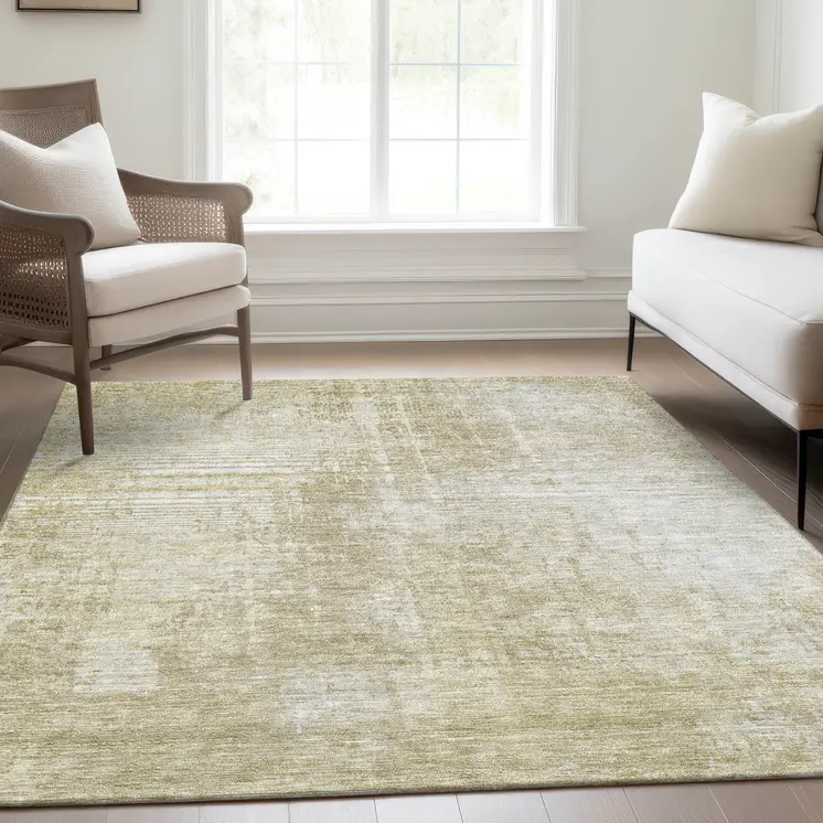 9' X 12' Beige And Taupe Abstract Washable Indoor Outdoor Area Rug
