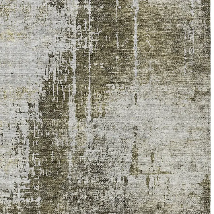 8' X 10' Brown And Tan Abstract Washable Indoor Outdoor Area Rug