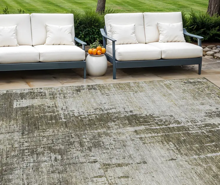 10' X 14' Brown And Tan Abstract Washable Indoor Outdoor Area Rug