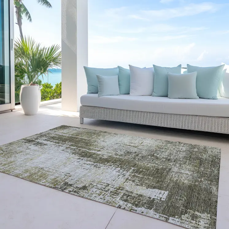 10' X 14' Brown And Tan Abstract Washable Indoor Outdoor Area Rug