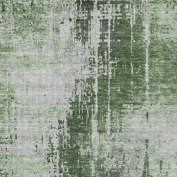 10' X 14' Fern Green And Green Abstract Washable Indoor Outdoor Area Rug