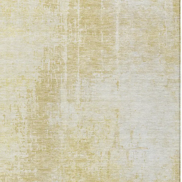 5' X 8' Gold Ivory And Beige Abstract Washable Indoor Outdoor Area Rug