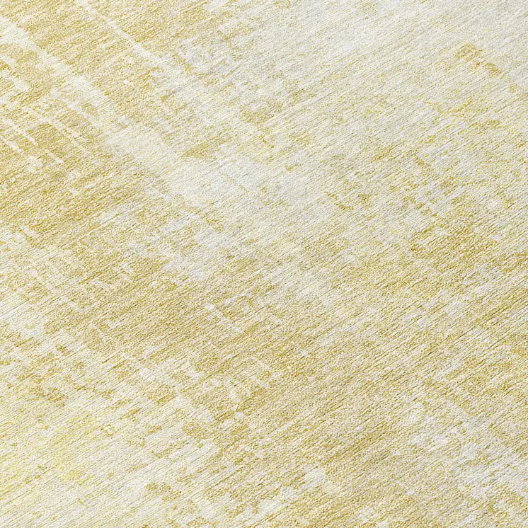 8' Gold Ivory And Beige Round Abstract Washable Indoor Outdoor Area Rug