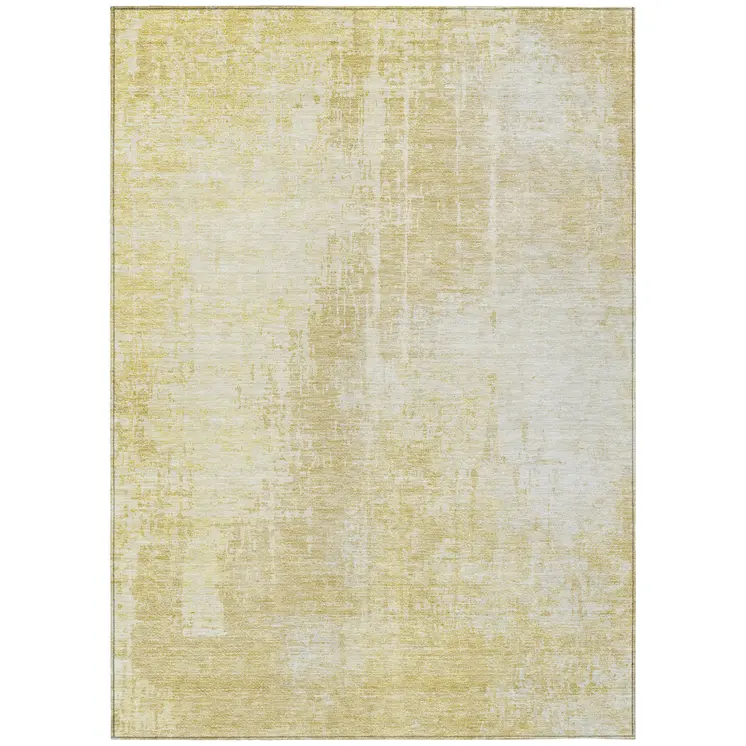 8' X 10' Gold Ivory And Beige Abstract Washable Indoor Outdoor Area Rug