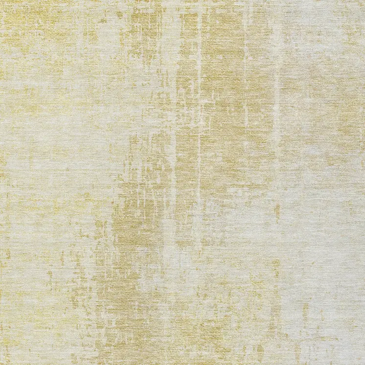 9' X 12' Gold Ivory And Beige Abstract Washable Indoor Outdoor Area Rug