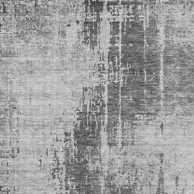 3' X 5' Gray Charcoal And Silver Abstract Washable Indoor Outdoor Area Rug