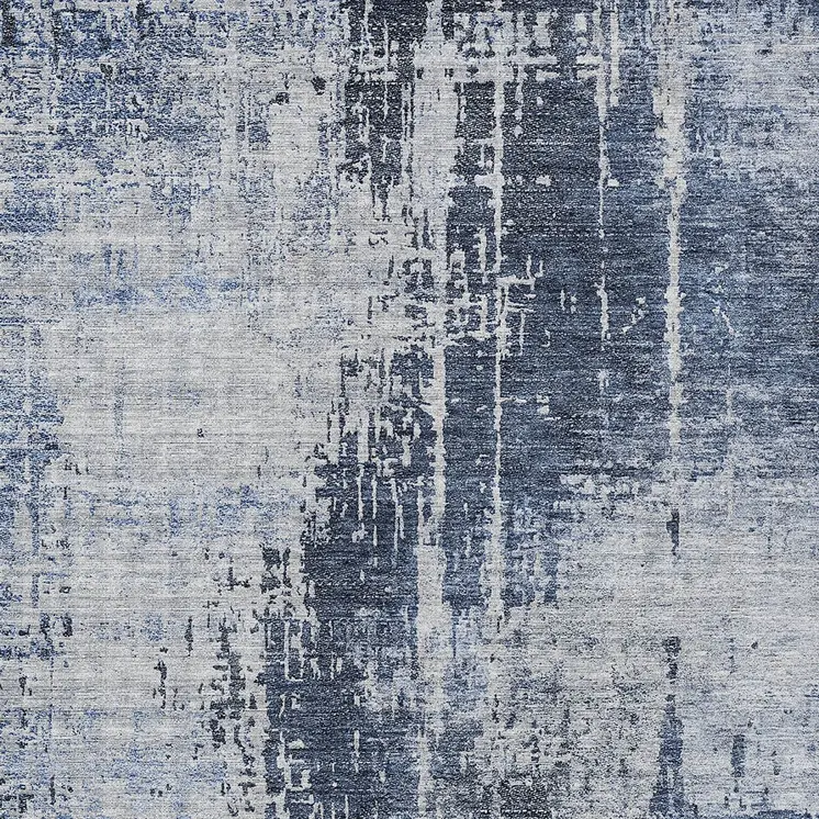 10' X 14' Navy Blue And Sky Blue Abstract Washable Indoor Outdoor Area Rug