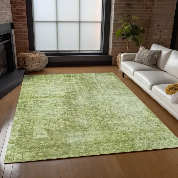 3' X 5' Sage And Green Abstract Washable Indoor Outdoor Area Rug