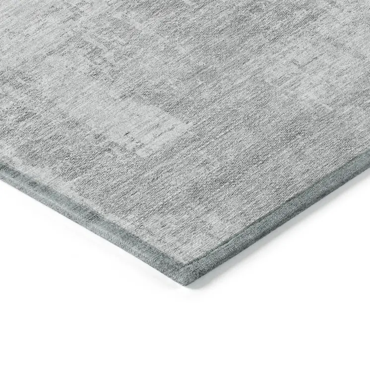 5' X 8' Silver And Gray Abstract Washable Indoor Outdoor Area Rug