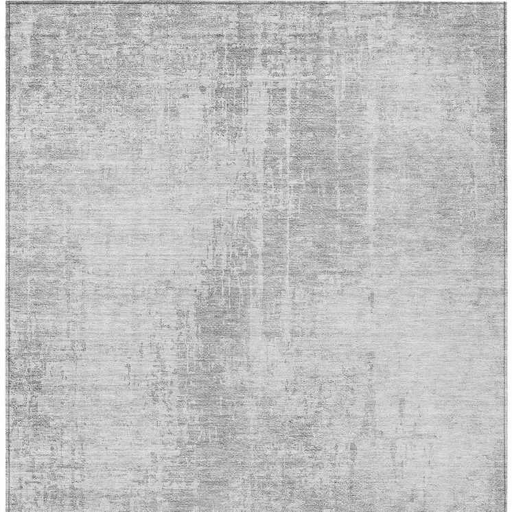 9' X 12' Silver And Gray Abstract Washable Indoor Outdoor Area Rug