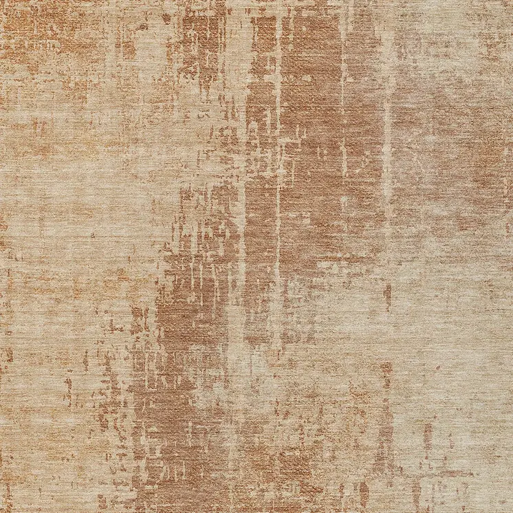 5' X 8' Terra Cotta And Copper Abstract Washable Indoor Outdoor Area Rug