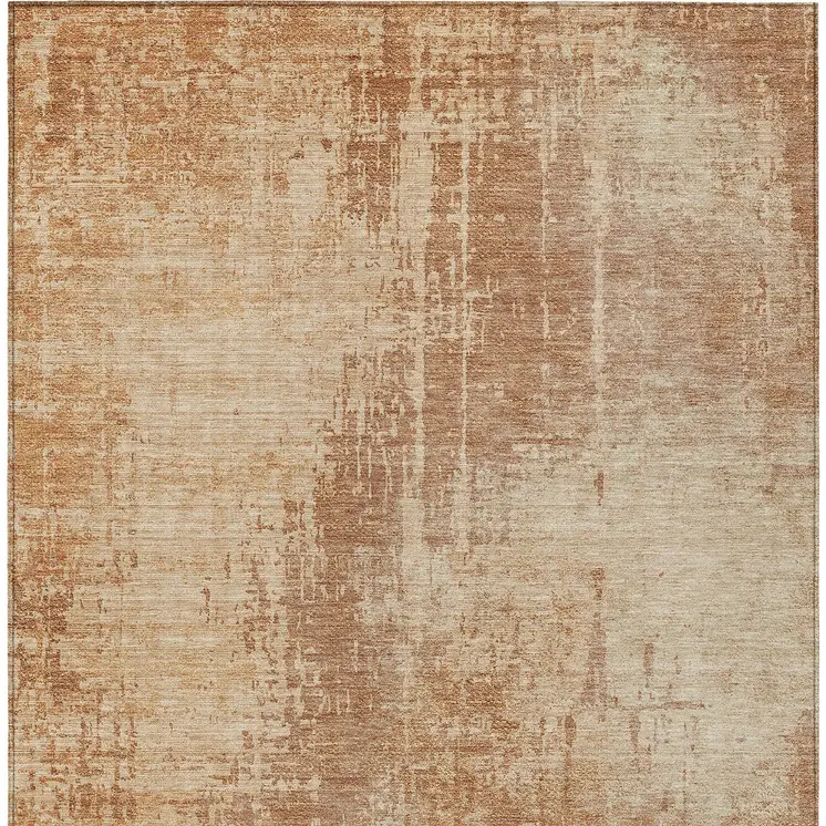 8' X 10' Terra Cotta And Copper Abstract Washable Indoor Outdoor Area Rug