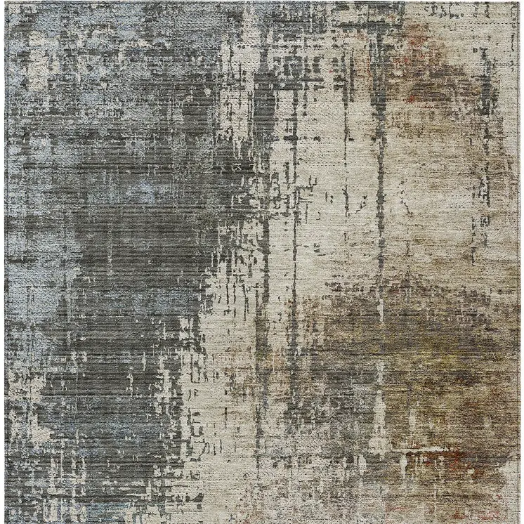 9' X 12' Beige Brown And Gray Abstract Washable Indoor Outdoor Area Rug