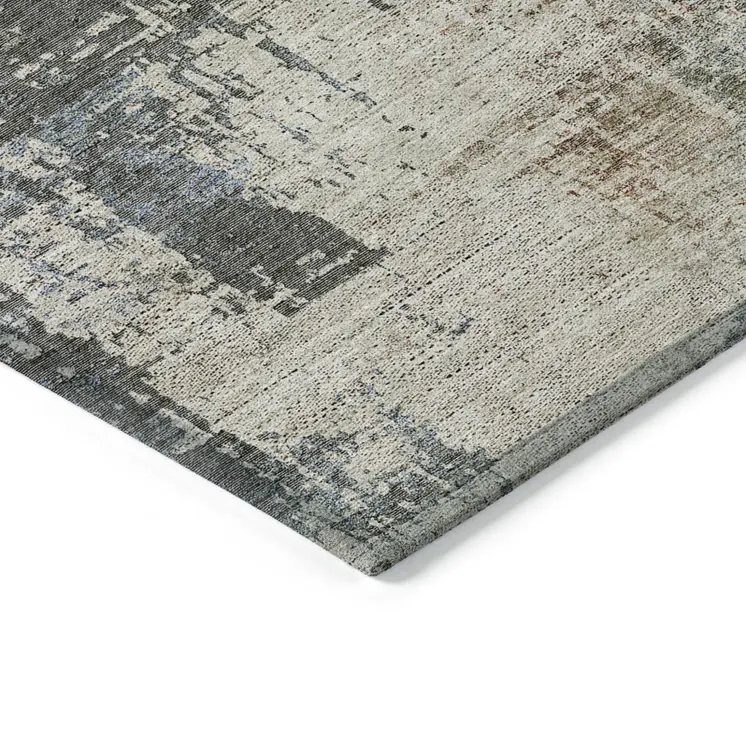 9' X 12' Beige Brown And Gray Abstract Washable Indoor Outdoor Area Rug