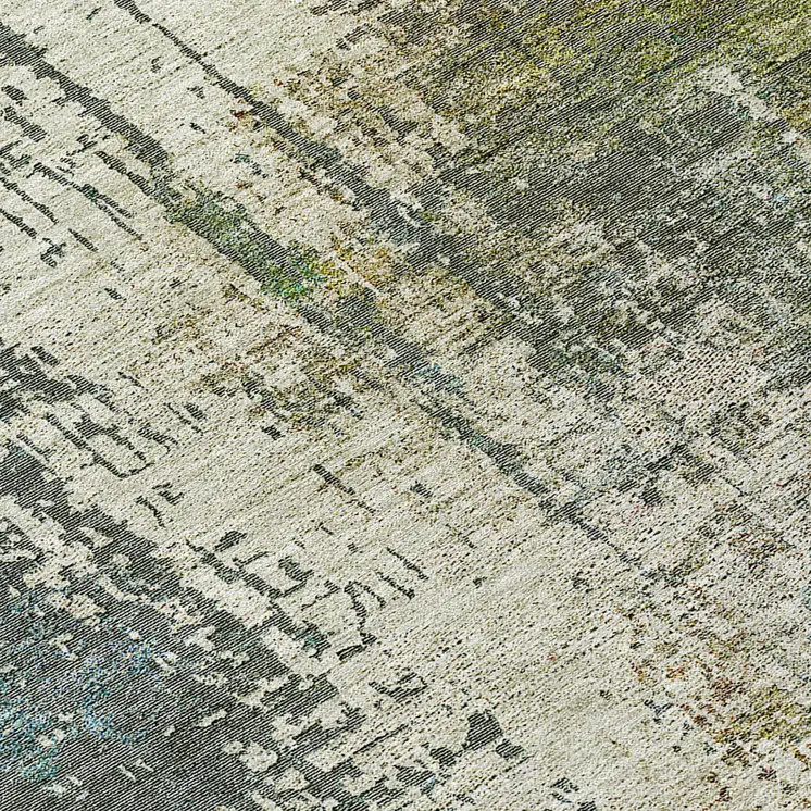 8' Sage Beige And Brown Round Abstract Washable Indoor Outdoor Area Rug