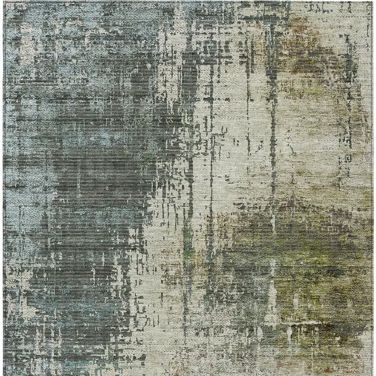 8' X 10' Sage Beige And Brown Abstract Washable Indoor Outdoor Area Rug