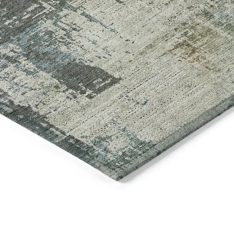 8' X 10' Sage Beige And Brown Abstract Washable Indoor Outdoor Area Rug