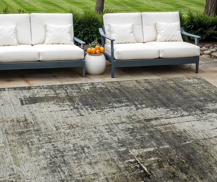 10' X 14' Taupe Beige And Olive Green Abstract Washable Indoor Outdoor Area Rug