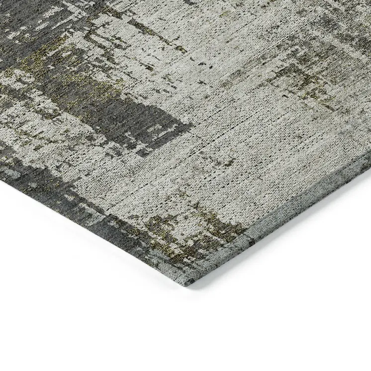 10' X 14' Taupe Beige And Olive Green Abstract Washable Indoor Outdoor Area Rug