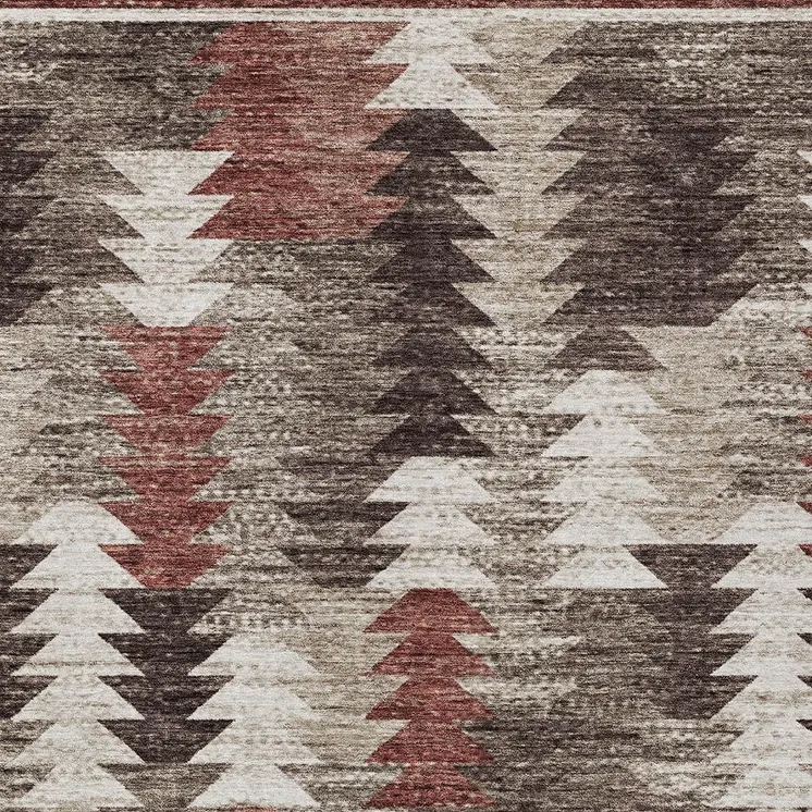 3' X 5' Brown And Ivory Southwestern Washable Indoor Outdoor Area Rug