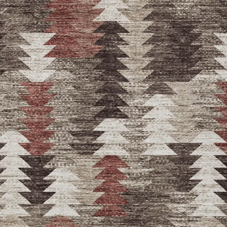 5' X 8' Brown And Ivory Southwestern Washable Indoor Outdoor Area Rug