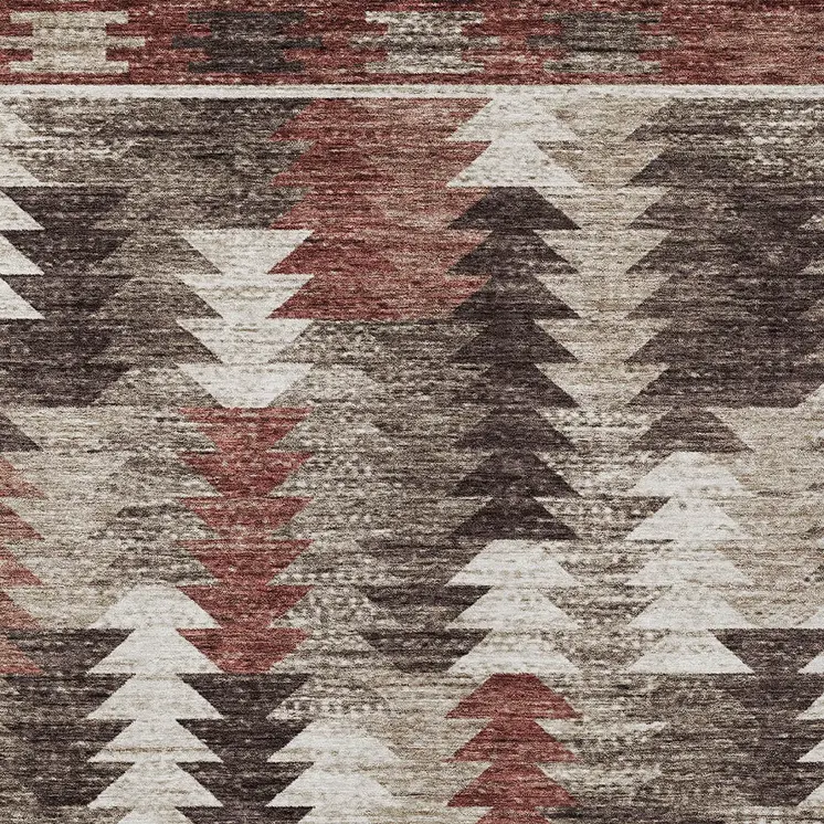 9' X 12' Brown And Ivory Southwestern Washable Indoor Outdoor Area Rug