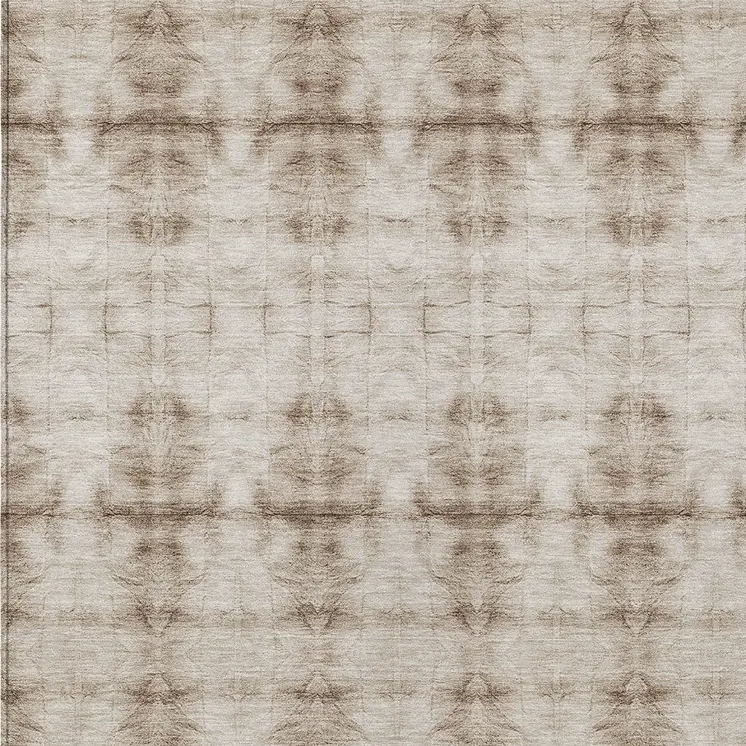 3' X 5' Beige Taupe And Tan Geometric Washable Indoor Outdoor Area Rug
