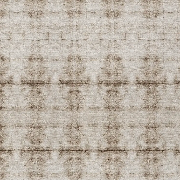 5' X 8' Beige Taupe And Tan Geometric Washable Indoor Outdoor Area Rug
