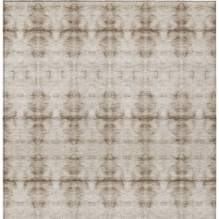 8' X 10' Beige Taupe And Tan Geometric Washable Indoor Outdoor Area Rug