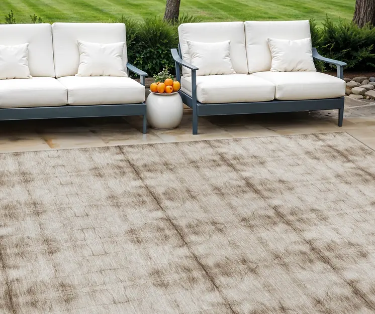 10' X 14' Beige Taupe And Tan Geometric Washable Indoor Outdoor Area Rug