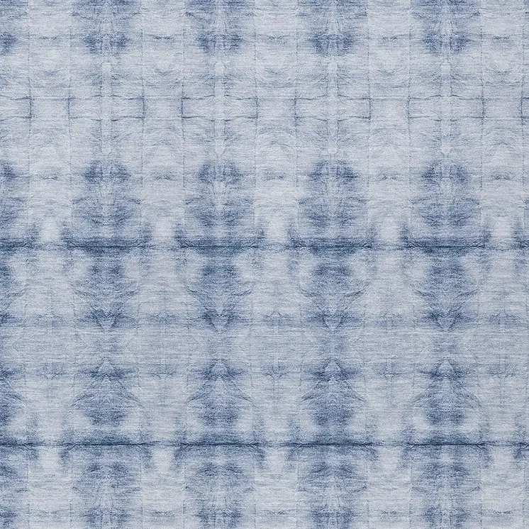 8' X 10' Navy Blue And Sky Blue Geometric Washable Indoor Outdoor Area Rug