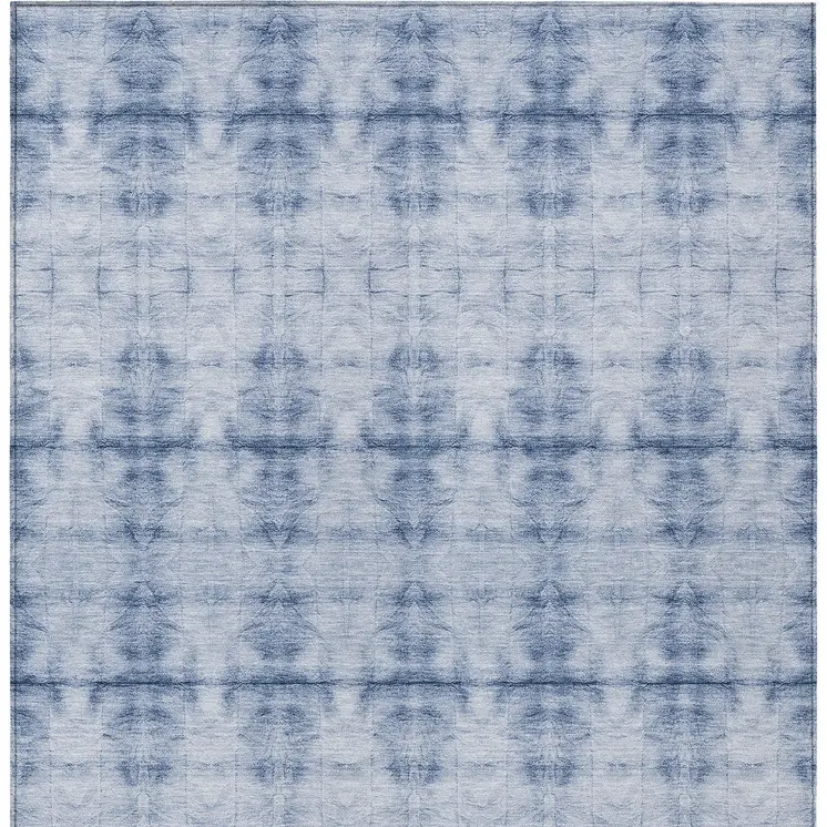 10' X 14' Navy Blue And Sky Blue Geometric Washable Indoor Outdoor Area Rug