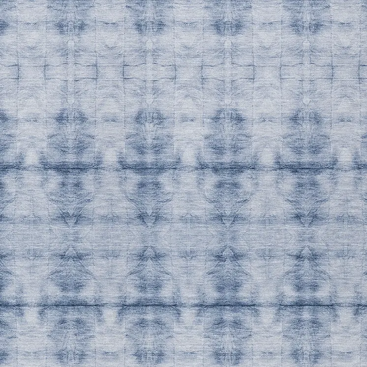 10' X 14' Navy Blue And Sky Blue Geometric Washable Indoor Outdoor Area Rug