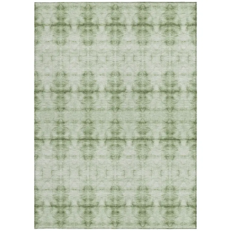 3' X 5' Sage And Green Geometric Washable Indoor Outdoor Area Rug