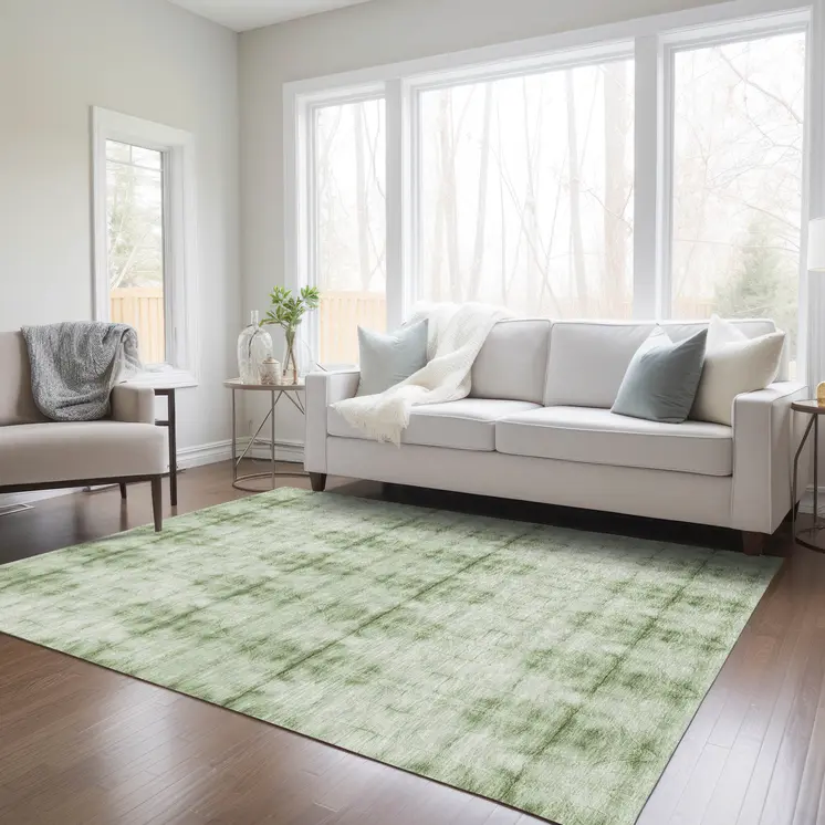 3' X 5' Sage And Green Geometric Washable Indoor Outdoor Area Rug